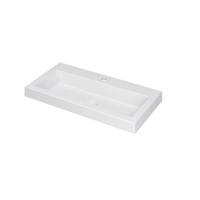 INK Dock Wastafel Polystone met 1 Kraangat - 800x400x60 mm - Mat Wit - thumbnail