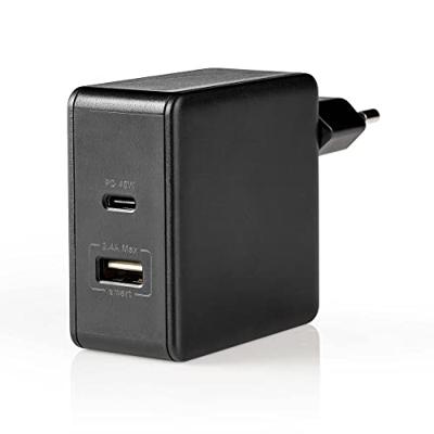Nedis Oplader | Snellaad functie | PD3.0 45W | 1x 2.4 / 1x 3.0 A | 57 W | 1 stuks - WCPD45W100BK WCPD45W100BK - thumbnail