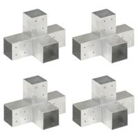 VidaXL Paalverbindingen 4 st x-vorm 81x81 mm gegalvaniseerd metaal - thumbnail
