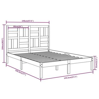 Bedframe massief hout 140x190 cm - thumbnail