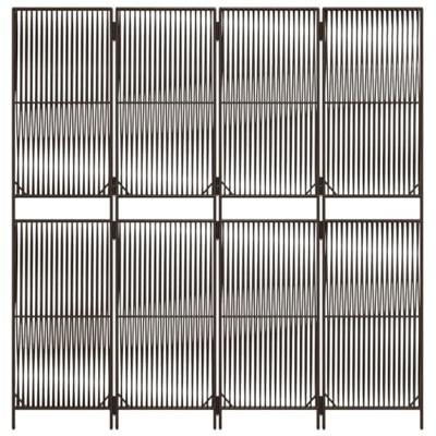 Kamerscherm 4 panelen poly rattan bruin
