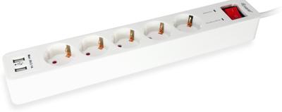 Equip Stekkerdoos 5-voudig Schuko 1,5 m kabel met 2 x USB