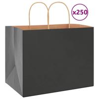 VidaXL Papieren zakken 250 st met hengsels 32x22x24 cm zwart - thumbnail