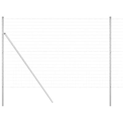 VidaXL Hek met paal zilver 1,5 x 10 m staal en pvc