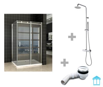 Douchecabine Wiesbaden rechthoek schuifdeur 120x80cm 8mm NANO coating