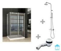 Douchecabine Wiesbaden rechthoek schuifdeur 120x80cm 8mm NANO coating - thumbnail