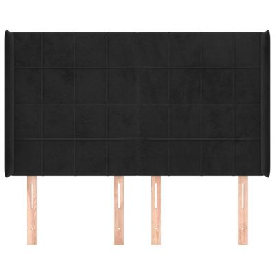 Hoofdbord met randen 147x16x78/88 cm fluweel zwart