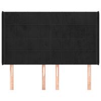 Hoofdbord met randen 147x16x78/88 cm fluweel zwart - thumbnail