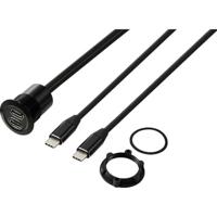 TRU COMPONENTS TC-13376320 USB 3.1-C ® 2x bus/1x stekker 1 m kabel zwart 1 stuk(s) - thumbnail