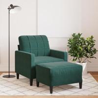 Fauteuil met voetenbank 60 cm fluweel donkergroen - thumbnail