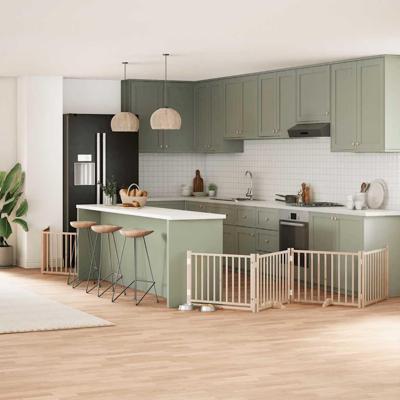 Hondenhek inklapbaar met deur 8 panelen 640 cm populierenhout