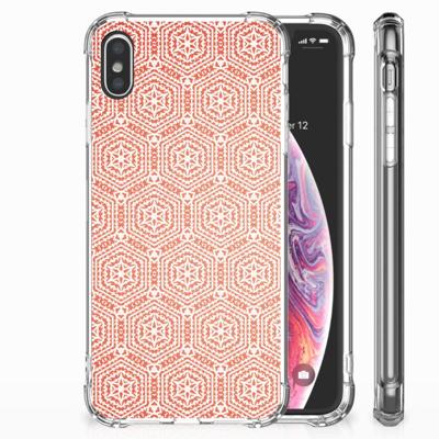 Apple iPhone Xs Max Doorzichtige Silicone Hoesje Pattern Orange