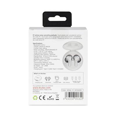DCU Tecnologic | Hoofdtelefoon met ruisonderdrukking Active Feedforward | Bluetooth hoofdtelefoon 5.0/5.2 | wit