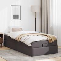 Ottoman bed met matras 80x200 cm kunstleer grijs - thumbnail