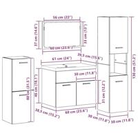 Badkamermeubelset met plank met opslag 5 pcs Bruin Bewerkt hout - thumbnail