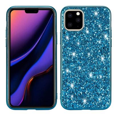 Glitter poeder schokbestendig TPU beschermende case voor iPhone 11 Pro (blauw)