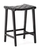 Kave Home Barkruk 'Calixta' Hout en leder, kleur Zwart (zithoogte 67cm) - thumbnail