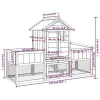 Konijnenhok 170x63x113 cm massief grenenhout grijs - thumbnail