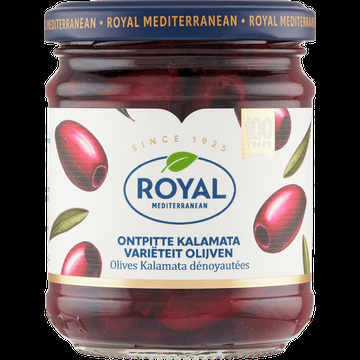 Royal Mediterranean Ontpitte Kalamata Varieteit Olijven 195 g bij Jumbo