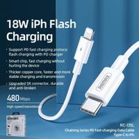 REMAX RC-135L 1m 2.1A USB-C / Type-C to 8 Pin 18W PD Fast Charging Data Cable(White) - thumbnail