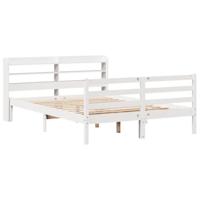 Bedframe met hoofdeinde zonder matras 140x190 cm wit - thumbnail