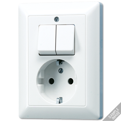 Jung AS500 combinatie wandcontactdoos met randaarde en serieschakelaar creme AS5575EU