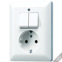 Jung AS500 combinatie wandcontactdoos met randaarde en serieschakelaar creme AS5575EU - thumbnail