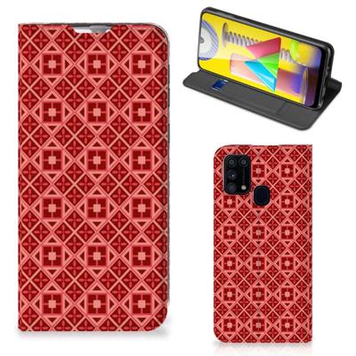 Samsung Galaxy M31 | Hoesje met Magneet | Batik Rood Samsung Galaxy M31 | Hoesje met Magneet | Batik Rood