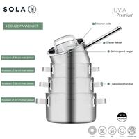 Sola Pannenset Juvia - RVS - Kookpan ø 16, 18, 20 cm & Steelpan ø 16 cm - Inductie & Downdraft geschikt - 4 Delig - thumbnail