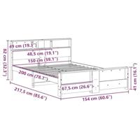 Bedframe met hoofdeinde Wit 150 x 200 cm Massief grenenhout - thumbnail
