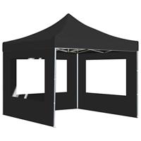 Partytent inklapbaar met wanden 2x2 m aluminium antraciet - thumbnail
