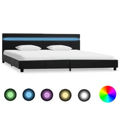 vidaXL Bedframe met LED kunstleer zwart 180x200 cm