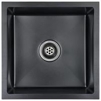 Gootsteen met afvoer 44 x 44 x 20 cm handgemaakt roestvrij staal zwart - thumbnail