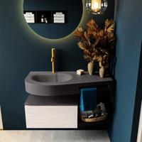 MONDIAZ RIVA 100cm badmeubel onderkast / planchet kleur Underlayment met 1 lade. Wastafel DULCET links 1 kraangat kleur Dark_Grey. - thumbnail