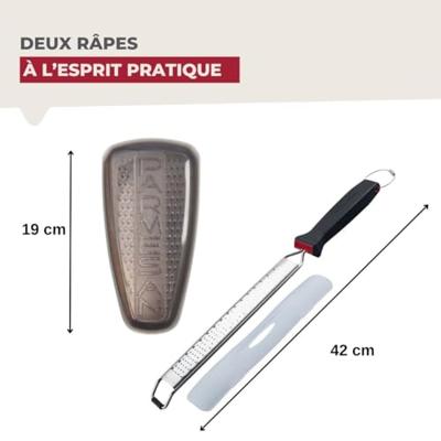 Duo Zest Rasp en Parmezaanse Rasp - FACKELMANN - Roestvrij Staal - 42 en 19 cm