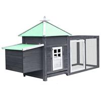 VidaXL Kippenhok met nestkast 190x72x102 massief vurenhout grijs - thumbnail