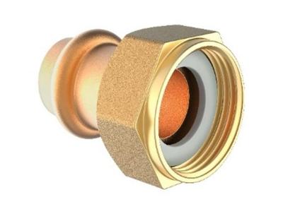 Kirchhoff Rood messing halve schroefverbinding, blank, 18 mm x 3/4"IT, 1 socket, (P4355) - 988628655