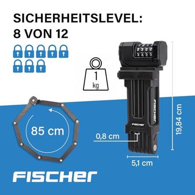 FISCHER FAHRRAD PROTEC FN85 Vouwslot Zwart