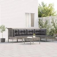 6-delige Loungeset met kussens poly rattan grijs - thumbnail