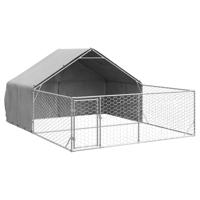 Hondenkennel met ren 5x3x1,9 m gegalvaniseerd staal - thumbnail