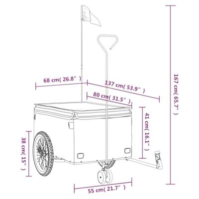 Fietstrailer 45 kg ijzer zwart en rood