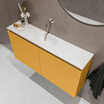 MONDIAZ TURE 100cm toiletmeubel ocher. EDEN wastafel talc midden geen kraangat