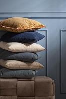 J-Line kussen Rib Vierkant - fluweel - grijsblauw - thumbnail