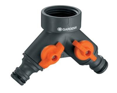 GARDENA 2-weg-waterverdeler kraanstuk (grijs/oranje, 940-20)