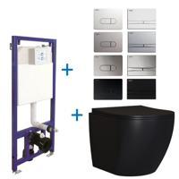 Toiletset Budget 65 Mudo Mat zwart Met B&W Drukplaat BWS - thumbnail