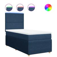 Boxspring met matras stof blauw 90x200 cm - thumbnail