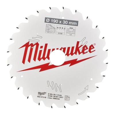 Milwaukee Cirkelzaagblad voor Hout | Ø 190mm Asgat 30mm 24T - 4932471300