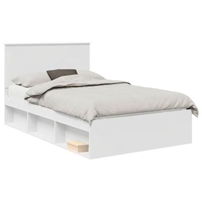 Bedframe met hoofdeinde Wit 120 x 200 cm Massief grenenhout