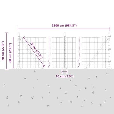 VidaXL Hek met paal groen 0,6 x 25 m staal en pvc