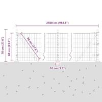 VidaXL Hek met paal grijs 0,6 x 25 m staal en pvc - thumbnail